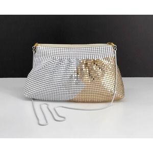 Vintage White and Gold Chain Mail Evening Bag